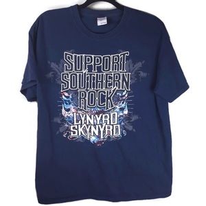 Lynyrd Skynyrd Support Southern Rock Cotton Short Sleeve Crewneck Tee Size Large